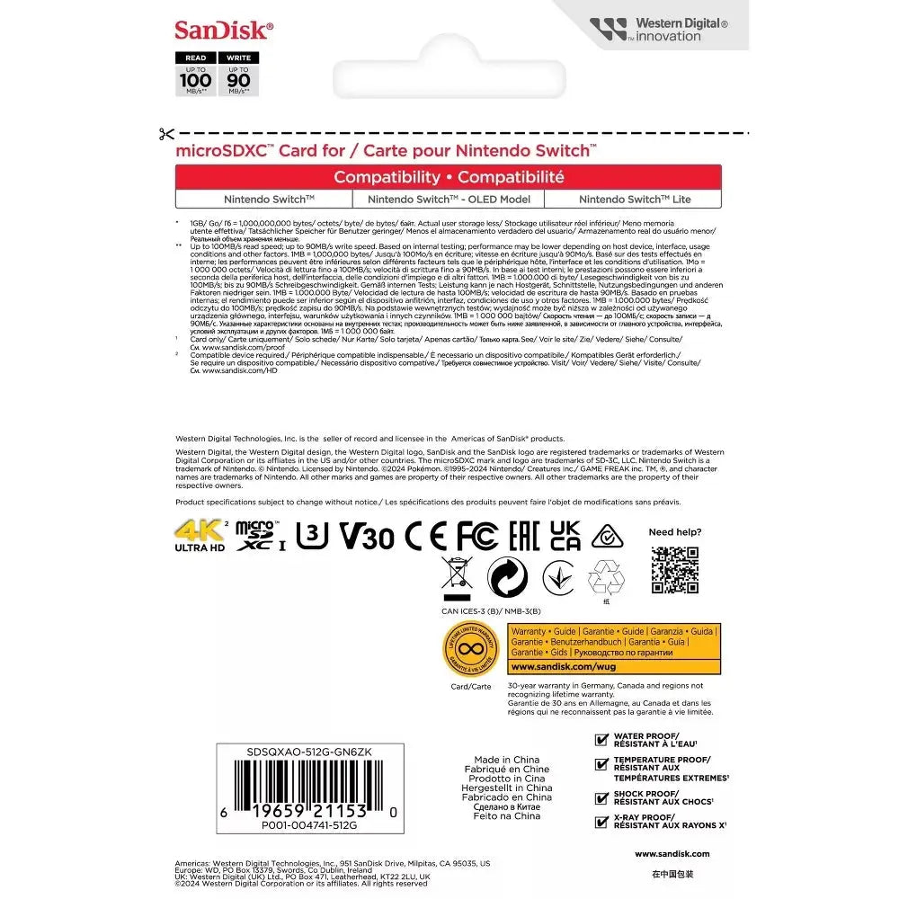 SanDisk Nintendo Switch 1: Pokemon MicroSD Card Enforce Records